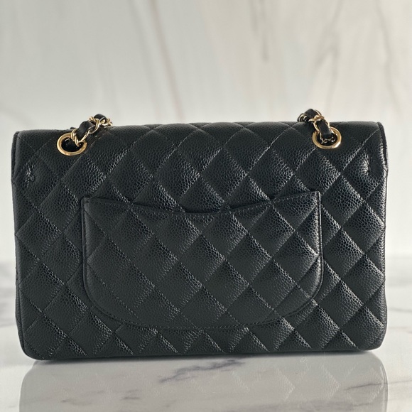 🖌Auth Chanel Classic Medium ” DOUBLE Flap Bag GHW Caviar Leather - Picture 7 of 16